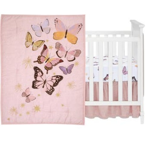 Butterfly Dreams 3-Piece Nursery Baby Crib Bedding Set