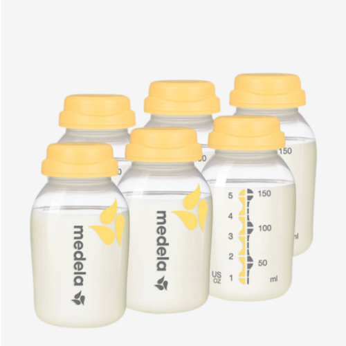 Medla Breast Milk Collection and Storage Bottles with Solid Lids - 6pk/5oz-150mL Breastmilk Container, Compatible with Medela Breast Pumps and Made Without BPA