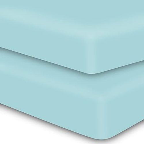 MOONQUEEN 2-Pack Baby Fitted Crib Sheets - Soft Breathable Microfiber Toddler Nursery Sheet Set for Boys and Girls, Fits Standard Size Crib Mattress 28 x 52 x 8in, Aquamarine