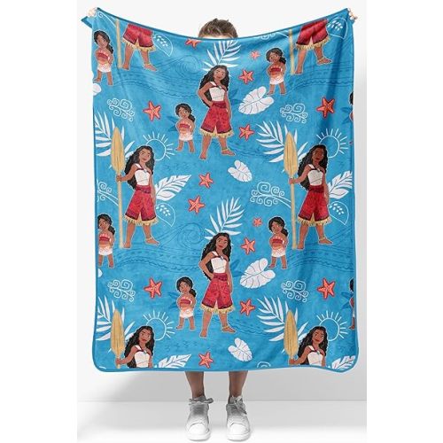Jay Franco Kids Plush Throw Blanket – Soft & Comfy Throw for Couch or Bed – Cozy Home Décor for Living Room & Bedroom, Blue - Moana, 40x50 - Travel Blanket