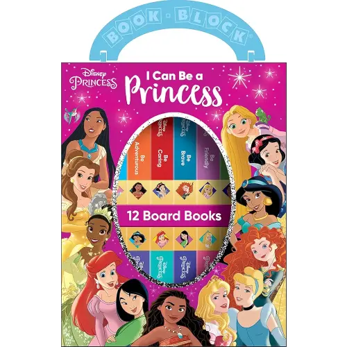 Disney Princess - I Can Be Princess My First Library Board Book Block 12-Book Set Teaches Positive Traits Like Caring, Friendliness, Curiosity, and More! - PI Kids