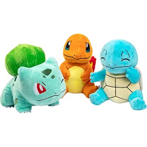 Pokemon 8" Plush Starter 3-Pack Charmander, Squirtle, Bulbasaur - Generation 1 Figure Set - Officially Licensed - Stuffed Animal Toy - Easter Basket Stuffer Gift for Kids, Boys, Girls - 2+