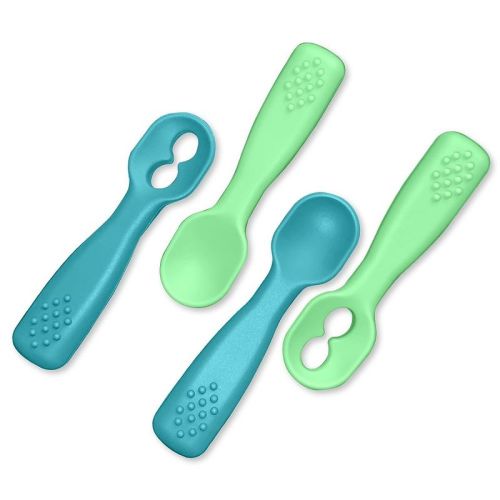 Silicone Baby Spoons First Stage Baby Feeding Spoons Stage 1 And Stage 2-4pcs (dark & Light Pink)
