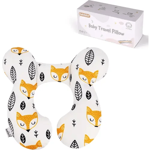 KAKIBLIN Baby Neck Pillow, Upgraded Baby Support Pillow for Head and Neck, Baby Head Pillow Baby Neck Pillow for Car Seat,Pushchair,Travel(Yellow Fox)