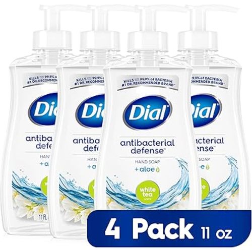 Dial Antibacterial Liquid Hand Soap, White Tea, 11 fl oz (Pack of 4)