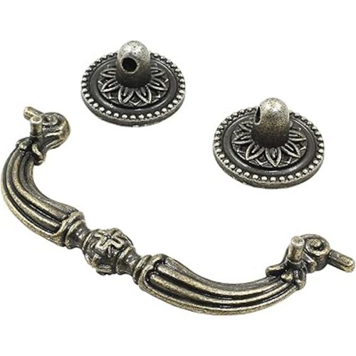 8 Pack Bail Pull Handles, 3.5 Inch Hole Center Vintage Antique Bronze Drop Drawer Pull Swing Cabinet Dresser Handles(Total Length: 4.72 inch)