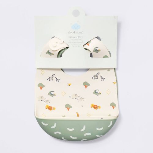 Silicone Bibs - 2pk - Animals/Cresents - Cloud Island™