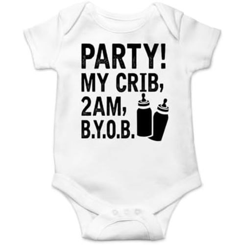AW Fashions Party! My Crib, 2 AM, B.Y.O.B. Baby Bodysuit Cute Newborn Baby Girl or Boy Clothes Romper