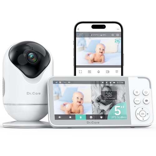 Dr.Care VistaView Smart WiFi Baby Monitor, 5” 1080P Split Screen & 2K Camera
