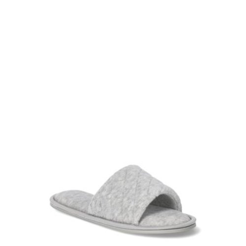 Joyspun Women's Quilted Single Band Slide Slippers, Wide-Width Available
