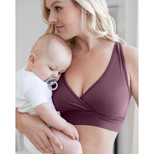 French Terry Racerback Nursing & Sleep Bra | Burgundy Plum