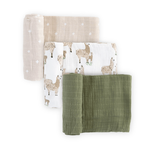 Cotton Muslin Swaddle Blanket 3 Pack - Llama Llama
