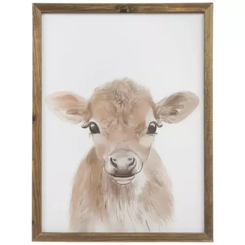 Baby Cow Framed Wood Wall Decor
