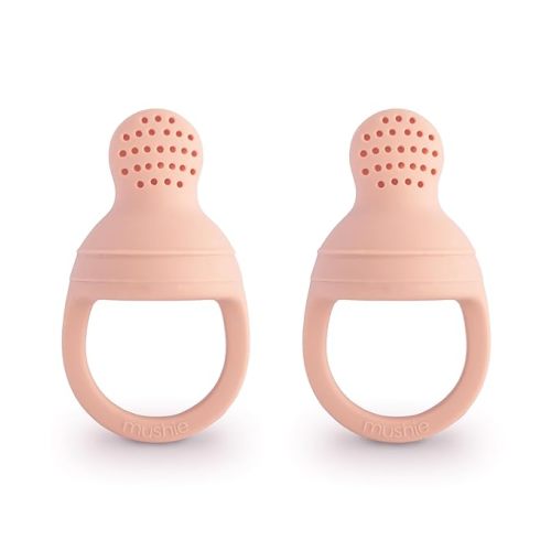 mushie Silicone Baby Fresh Fruit & Food Feeder Pacifier | 6 Months+ (Blush)