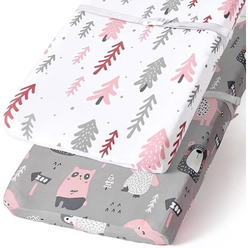 Stretchy Changing Pad Covers BROLEX 2 Pack Jersey Knit Changing Table Covers for Girls Boys,Jungle Animals