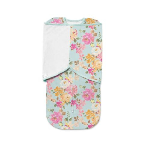 Breathablebaby 3-in-1 Swaddle Trio, Watercolor Bloom Aqua, Activewear Jersey Knit,ê0-4 Months