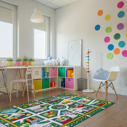 Jeromy Tufted Kids Green Non-Slip Rubber-back Area Rug