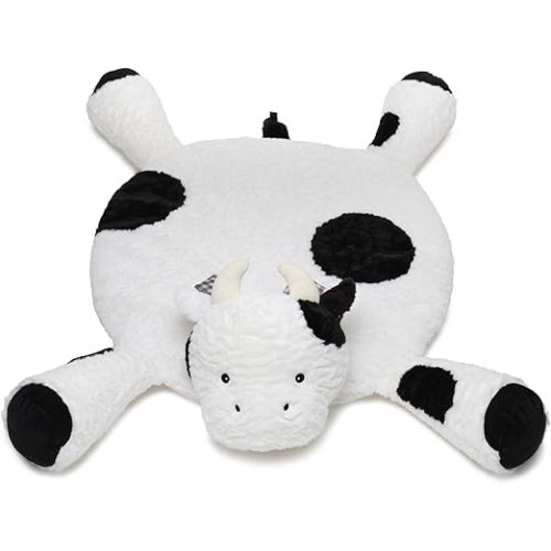 Bearington Collection Lil' Gilly (30 Inch) Cow Tummy Time Mat - Cow Baby Blanket - Pillow for Baby