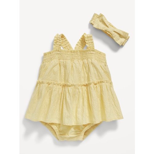 Sleeveless Bodysuit Dress + Headband Set: 0-3M