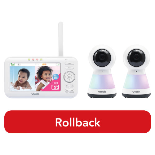 "VTech Dual Camera 5"" Baby Monitor with Audio, Pan Scan, Night Light, VM5255-2, White"