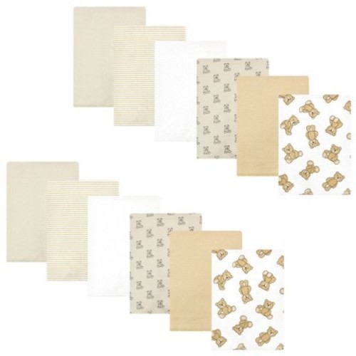 Hudson Baby Cotton Flannel Burp Cloths Bundle, Teddy Bears, One Size
