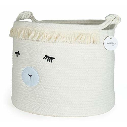 Woven Baby Basket for Nursery - Cute Lamb Baby Laundry Basket for Blankets, Stuffed Animal Toy Basket Storage with Handles, Large Decorative Baby Hamper Basket for Organizing Baby Shower