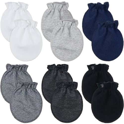 Syhood 6 Pairs Newborn Baby Mittens Cotton No Scratch Infant Gloves Mitten for Baby 0-6 Months Boys Girls