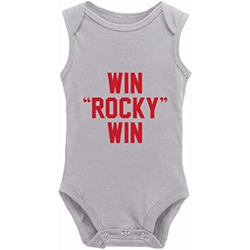 Win Rocky Win Baby Onesie Newborn Rompers Sleeveless Birth Reveal Bodysuit