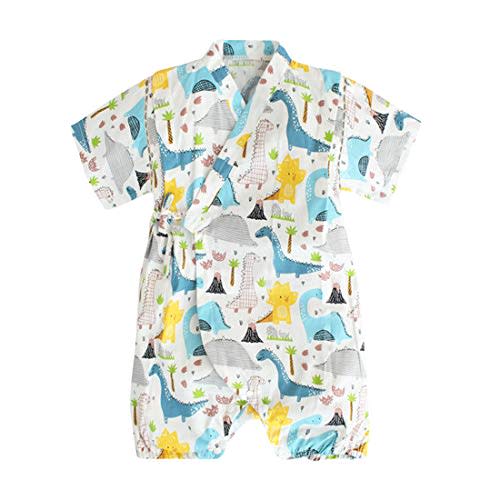PAUBOLI Baby Japanese Kimono Robe Cotton Infant Comfy Loose Pajamas (3-9 months, 49)