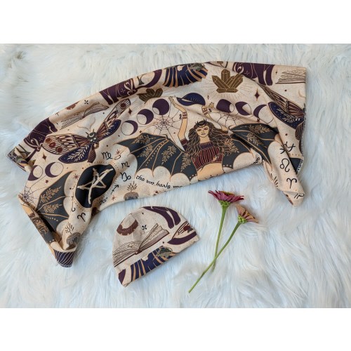 Goth Baby Clothing, Goddess of darkness Lilith, Soft Stretchy Blanket + Hat or Band, Skull Emo Baby, Botanicals, Whimisigoth, Celestial