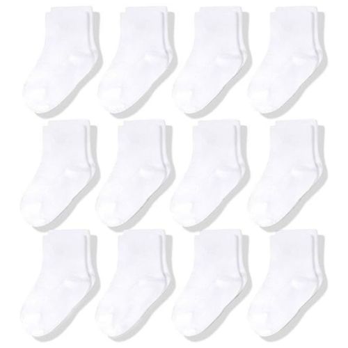 Cozyway 12 Pack Crew Cotton Baby Socks, Stretch Infant Socks, Baby Socks 6-12 Months, White Baby Socks, Unisex