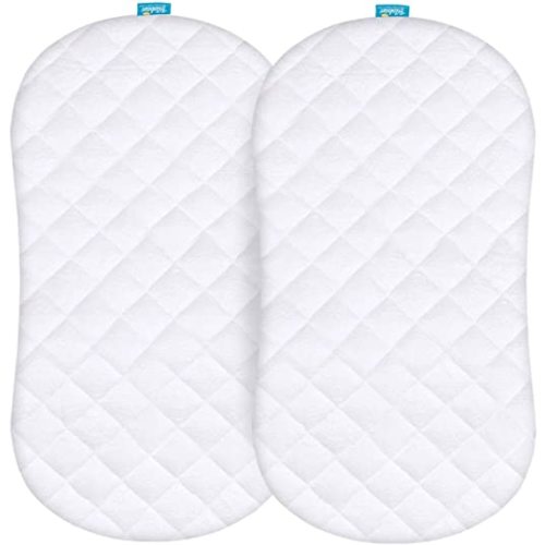 Bassinet Mattress Pad Cover Compatible with Halo BassiNest Swivel Sleeper, 2 Pack, Waterproof Quilted Ultra Soft Viscose Made from Bamboo Terry Surface, Breathable and Easy Care