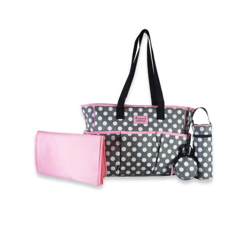 Cudlie Tote Diaper Bag and Changing Pad, Minnie Mouse Polka Dot Print Large