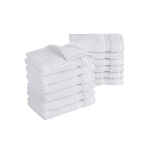 Classic Turkish Towels Genuine Cotton Soft Absorbent Villa Collection Washcloth 12 Piece Set