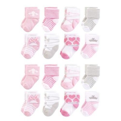 Hudson Baby Cotton Rich Baby Terry Socks 16-pack, Royal, 0-6 Months