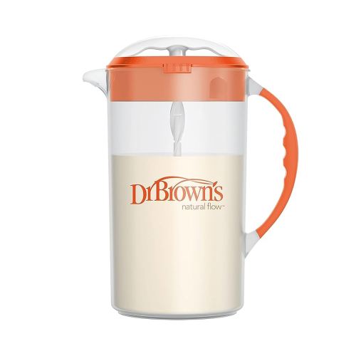 Dr. Brown's Baby Formula Mixing Pitcher with Adjustable Stopper, Locking Lid & No Drip Spout, Orange, BPA Free, 36oz, 1 Pack
