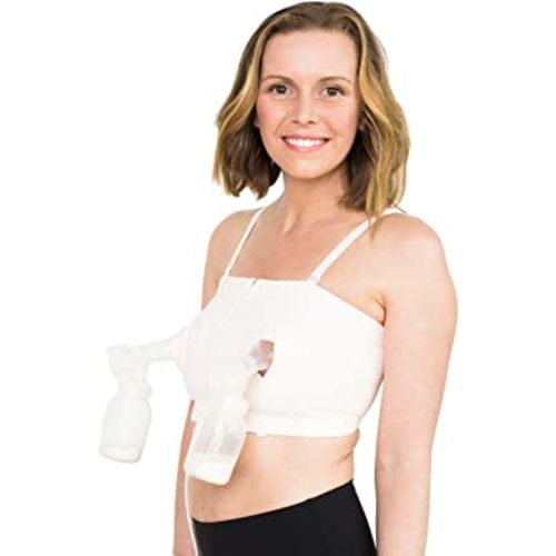 Simple Wishes Hands-Free Pumping Bra - Comfortable, Adjustable, Customizable - Converts Nursing Bra or Maternity Bra to Breast Pump Bra - Bra for Breastfeeding Pumps for Women - L+ - Pink