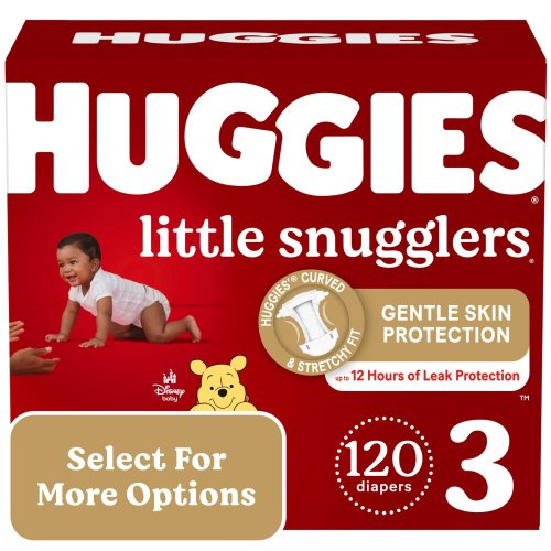 Huggies Little Snugglers Baby Diapers, Size 3 (16-28 lbs), 120 Ct (Select for More Options)