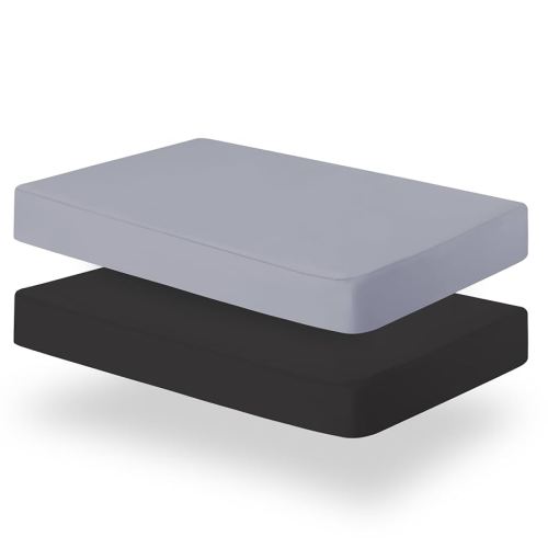 Biloban Pack and Play Sheets Fitted, 2 Pack Pack and Play Sheet Fits for Graco Pack n Play Mattress, Neutral Playard Sheets for Baby Boys and Girl, Grey & Black, 38”X 26”