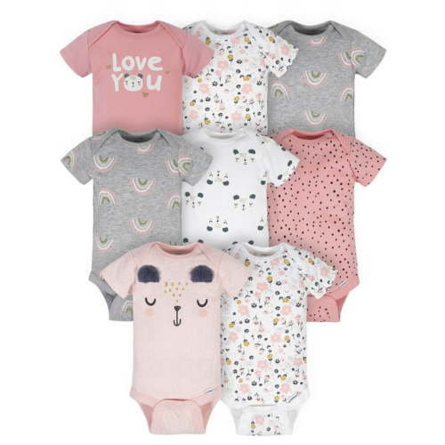 Gerber Infant Baby Girl's Multi-pack Short Sleeve Onesies Bodysuits, 8-Pack