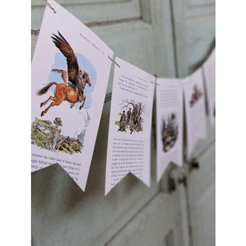 Narnia Banner, Book Pages and Bakers Twine, 12 Flags, Lion, Witch, Wardrobe Party Decor, Bookish Gift, Nursery Wall Decor, Bookology