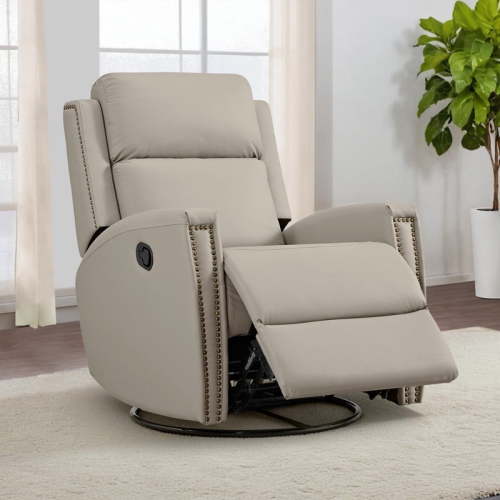 CHITA Swivel Glider Recliner Nursery Chair Manual Push Back Recliner for Living Room, Sand Gray