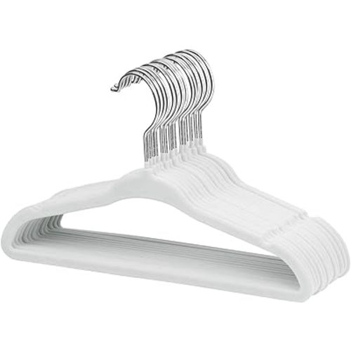 ManGotree Baby Velvet Clothes Hangers, 10.95'' Non-Slip Kids Hangers, Space Saving Hangers for Infant Toddler Children, 15 Pack (White)