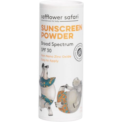 Baby All-Natural Sunscreen Powder SPF 25 Non Nano ZINC Oxide - Water & Sweat Resistant, Hypoallergenic, Made in USA by Safflower Safari