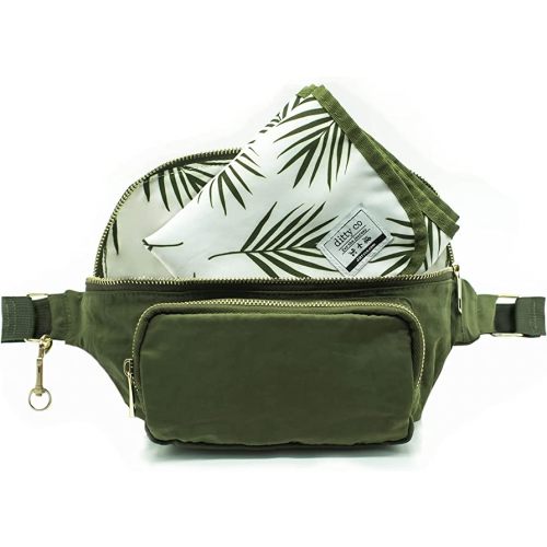 Ditty Co. - Lanikai Small Diaper Bag - Portable Changing Pad - Crossbody Bags For Women - Fanny Pack - Baby Travel Essentials (Olive Green)