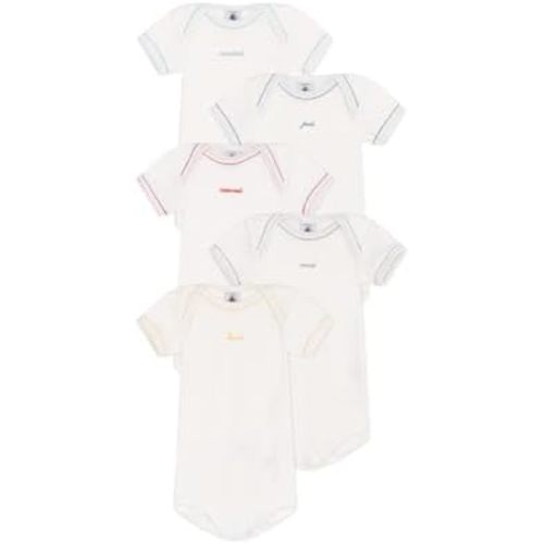 Petit Bateau Babies' short-sleeved cotton days of the week bodysuits - 5-pack SIZES 3-36 MONTHS