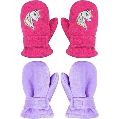 N'Ice Caps Baby Toddler Mittens Kids 2 Pairs Fleece Gloves Winter Warm Sherpa Lined