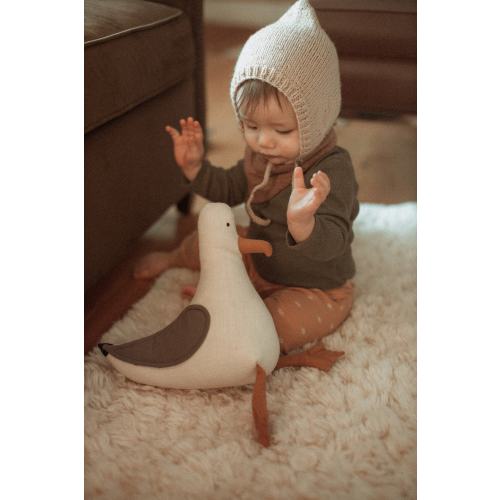 Premium Linen Heirloom Stuffed Animal Seagull - Baby Shower Gift Embroidered Neutral Unisex Timeless Bird Teddy Nautical Nursery Decor Kids