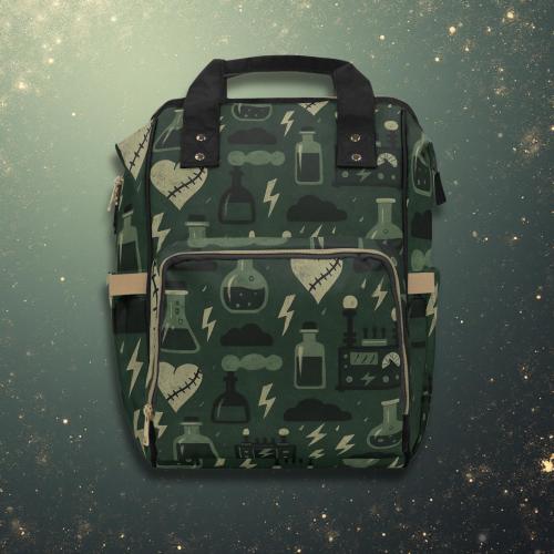 Frankenstein Diaper Bag – Gothic Baby Bag – Horror Monster Diaper Backpack, Goth Mom Baby Shower Gift, Alternative Baby Gear