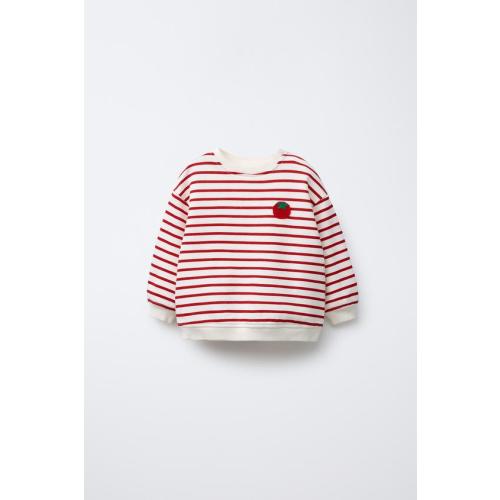 STRIPED TOMATO SWEATSHIRT - White / Red | ZARA United States